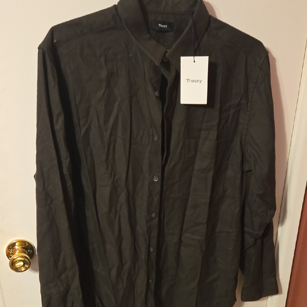 Theory Olive Green Long Sleeve Shirt